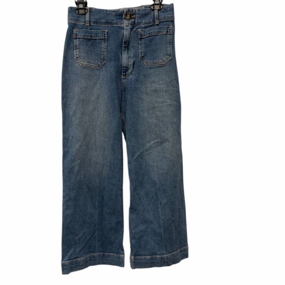 Anthro Pilcro Skipper Wide Leg Crop Jeans High Rise Distressed 27 - Picture 3 of 11